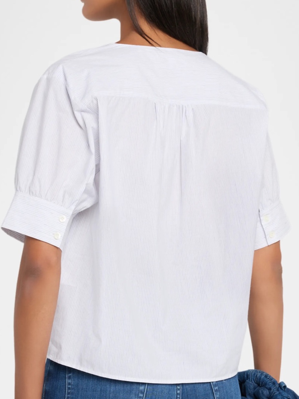 Frame V-neck Popover Short Sleeve Cotton Top Blouse Size XL EUC - Picture 2 of 13